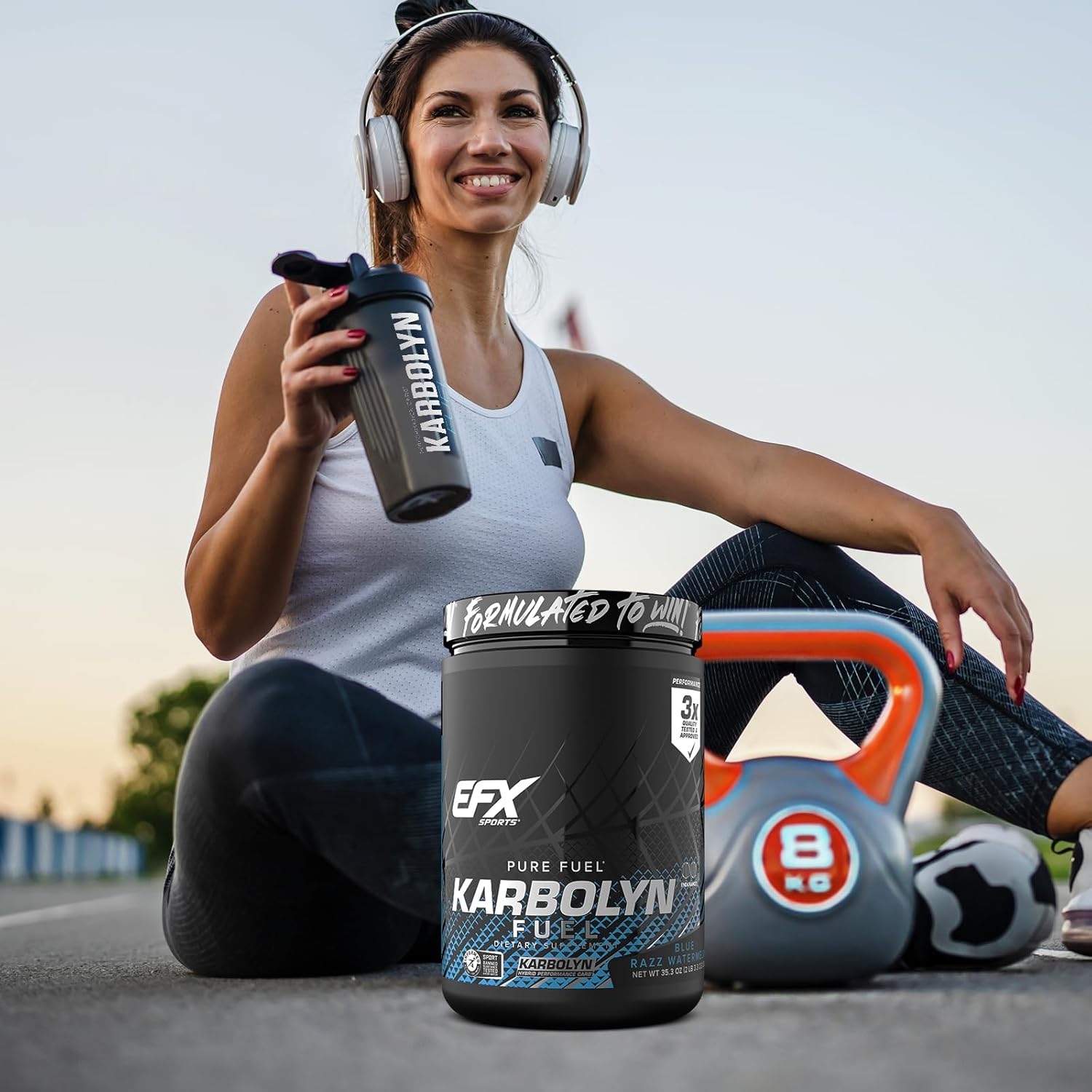 EFX Sports Karbolyn Fuel Powder | Fast-Absorbing Carbohydrates for Carb Loading and Energy | Stimulant-Free Recovery | Blue Razz Watermelon Flavor | 18 Servings