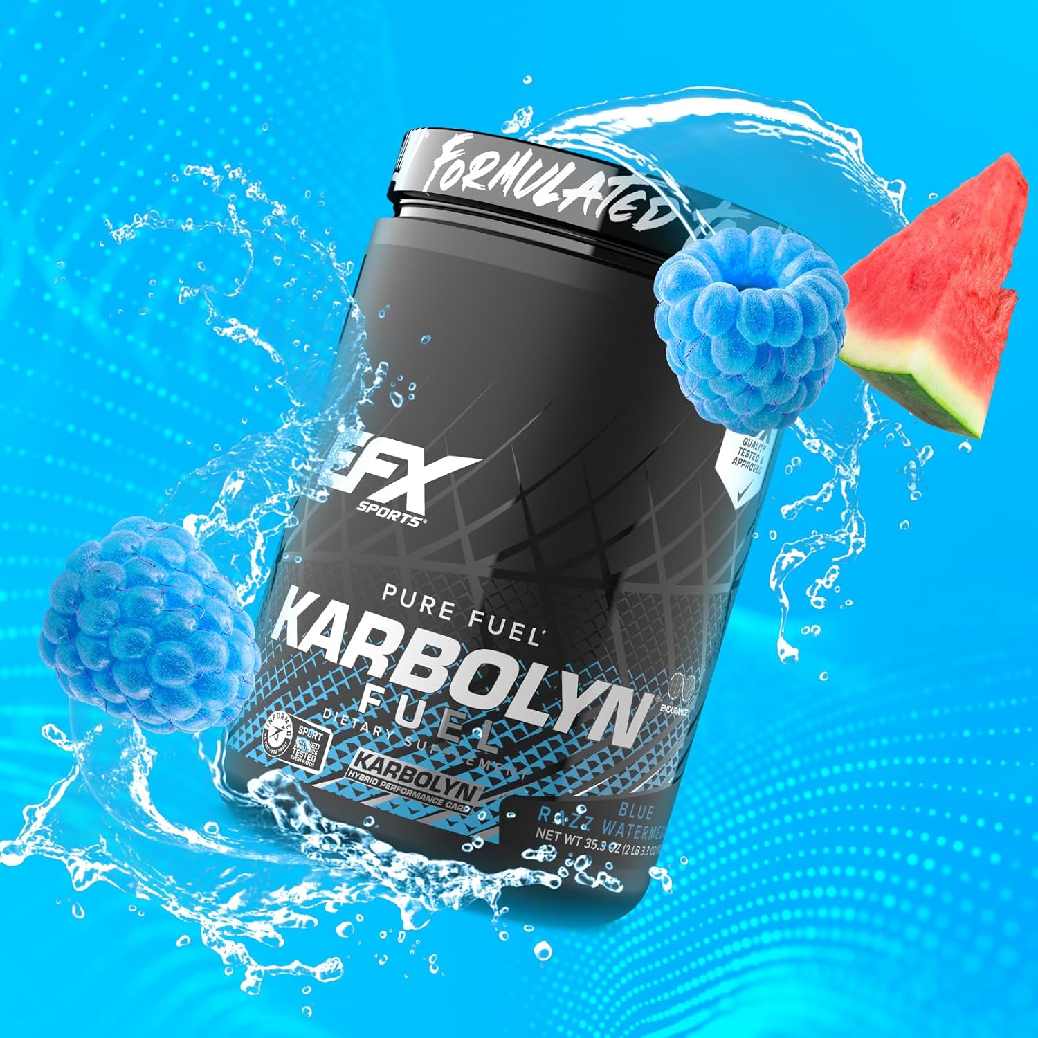 EFX Sports Karbolyn Fuel Powder | Fast-Absorbing Carbohydrates for Carb Loading and Energy | Stimulant-Free Recovery | Blue Razz Watermelon Flavor | 18 Servings