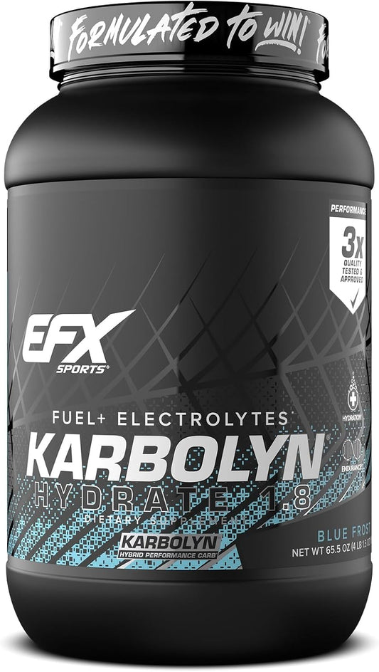 EFX Sports Karbolyn Hydrate Blue Frost - Carbohydrate Powder with Electrolytes for Fuel & Hydration - Stimulant Free Sports Drink Mix, Sugar Free - 66 Servings - BoostGo Australia