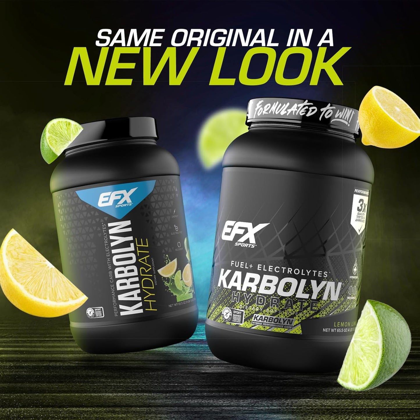 EFX Sports Karbolyn Hydrate Lemon Lime - Carb Powder with Electrolytes for Fuel & Hydration, Sugar-Free Drink Mix, 66 Servings