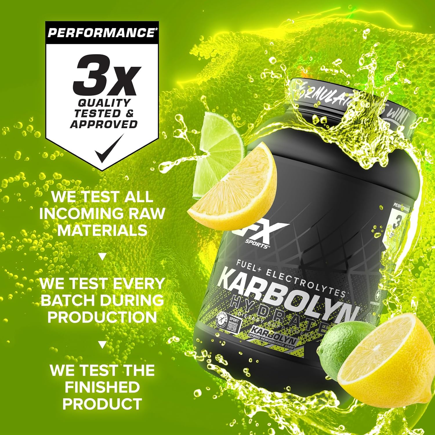 EFX Sports Karbolyn Hydrate Lemon Lime - Carb Powder with Electrolytes for Fuel & Hydration, Sugar-Free Drink Mix, 66 Servings