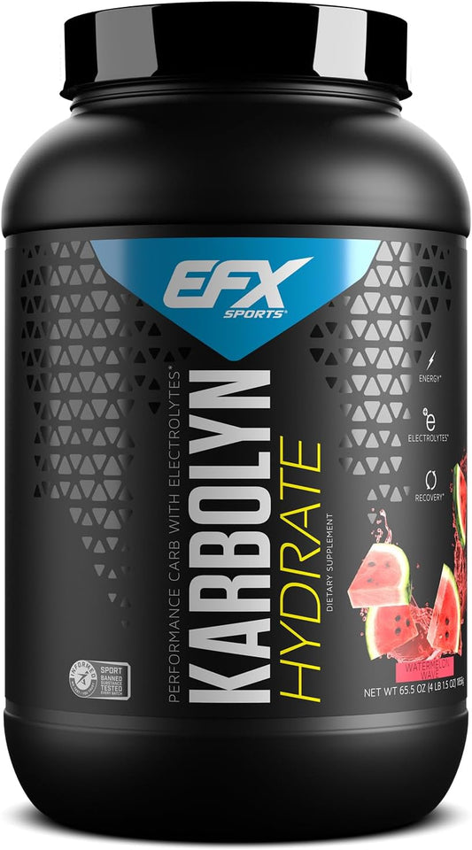 EFX Sports Karbolyn Hydrate Watermelon Wave - Sugar-Free Carbohydrate Powder with Electrolytes for Fuel & Hydration - 66 Servings - BoostGo Australia