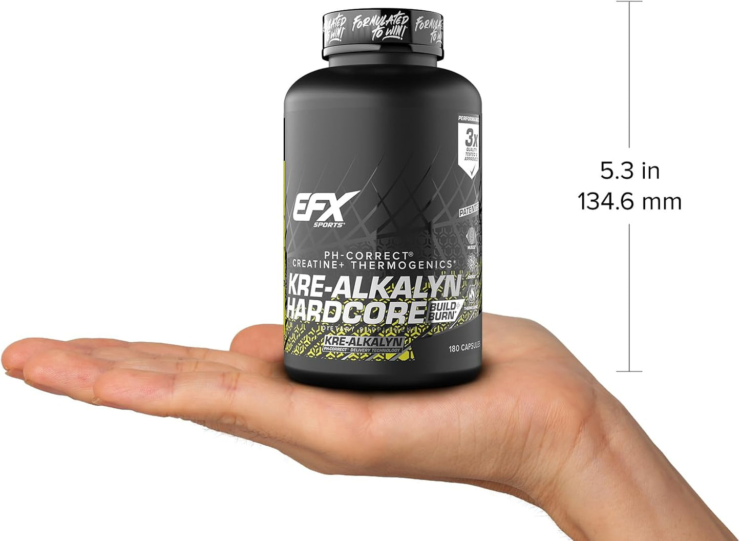 EFX Sports Kre-Alkalyn Hardcore: Thermogenic Creatine Monohydrate Pill for Energy & Strength | Pre Workout Supplement, 60 Servings