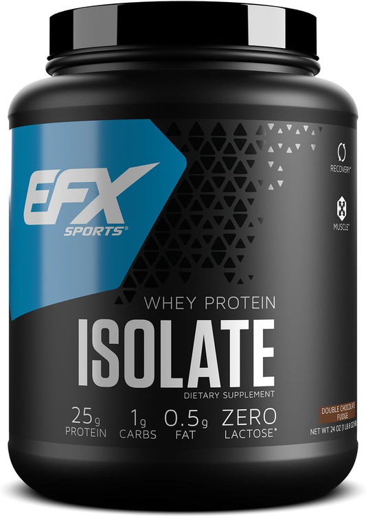 EFX Sports Training Ground Whey Protein Isolate - Double Chocolate Fudge Flavor - 25g Protein - Lactose Free - Low Carb - 22 Servings