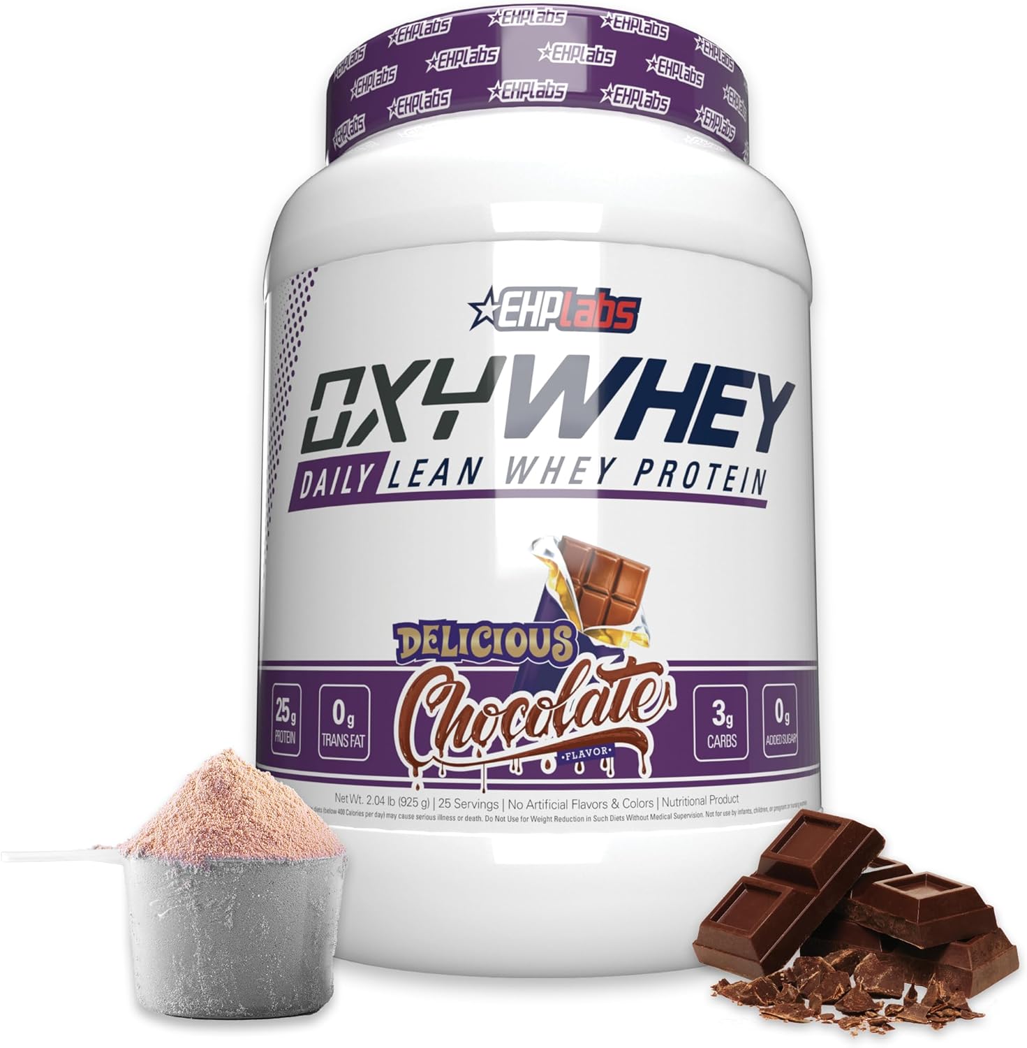 EHP Labs OxyWhey Protein Powder - Sugar-Free Whey Isolate Shake, Meal Replacement, 25 Servings, Delicious Chocolate Flavor
