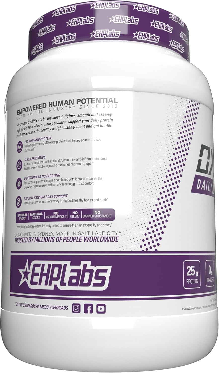 EHP Labs OxyWhey Protein Powder - Sugar-Free Whey Isolate Shake, Meal Replacement, 25 Servings, Delicious Chocolate Flavor