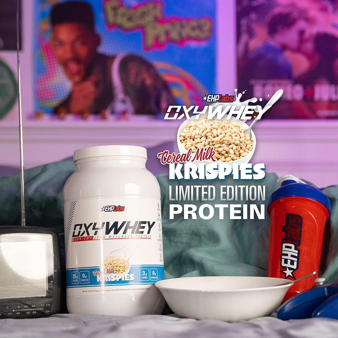 EHP Labs OxyWhey Whey Protein Isolate Shake - 25g Protein, Meal Replacement, Post Workout, Non-GMO - 25 Servings (Cereal Milk Krispies)