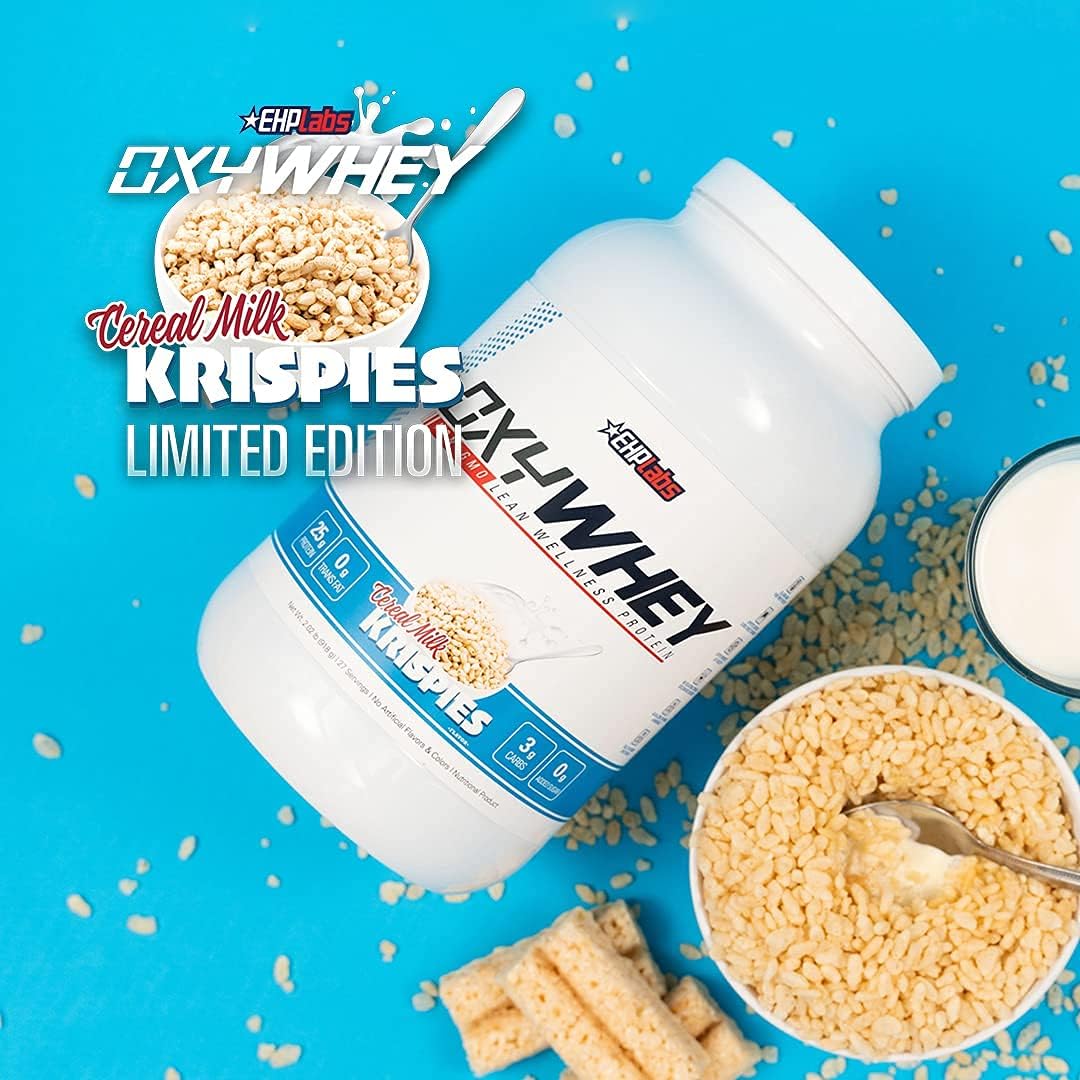 EHP Labs OxyWhey Whey Protein Isolate Shake - 25g Protein, Meal Replacement, Post Workout, Non-GMO - 25 Servings (Cereal Milk Krispies)