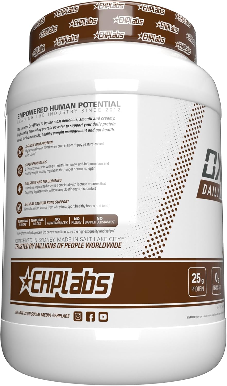 EHP Labs OxyWhey Whey Protein Powder - Chocolate Caramel Flavor, 25g Whey Isolate, Sugar-Free Meal Replacement Shake - 25 Servings