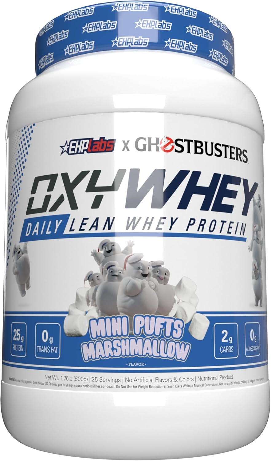 EHP Labs x Ghostbusters OxyWhey Whey Protein Isolate Powder - Mini Pufts Marshmallow Flavor - 25 Serves - Sugar-Free Meal Replacement Shake
