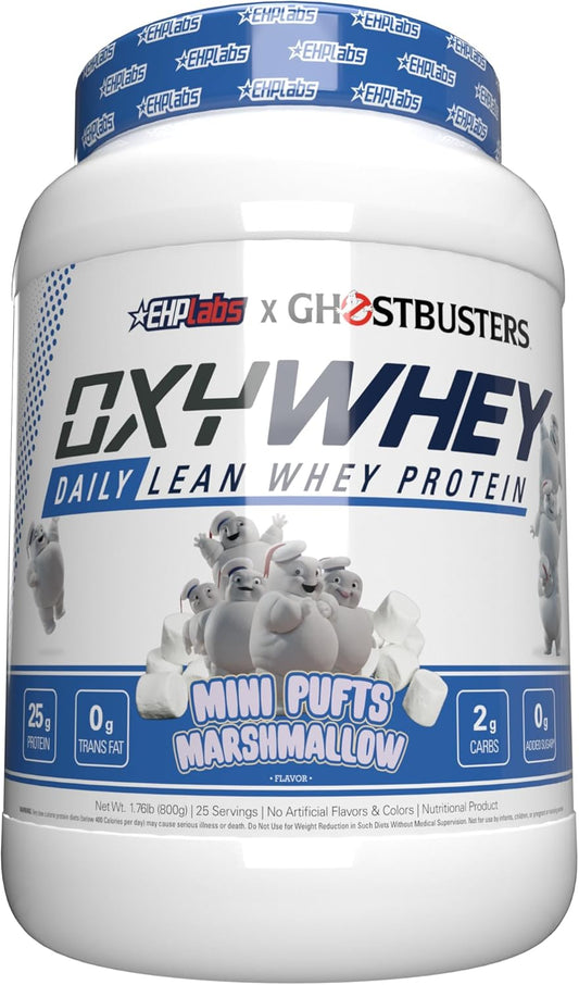EHP Labs x Ghostbusters OxyWhey Whey Protein Isolate Powder - Mini Pufts Marshmallow Flavor - 25 Serves - Sugar-Free Meal Replacement Shake