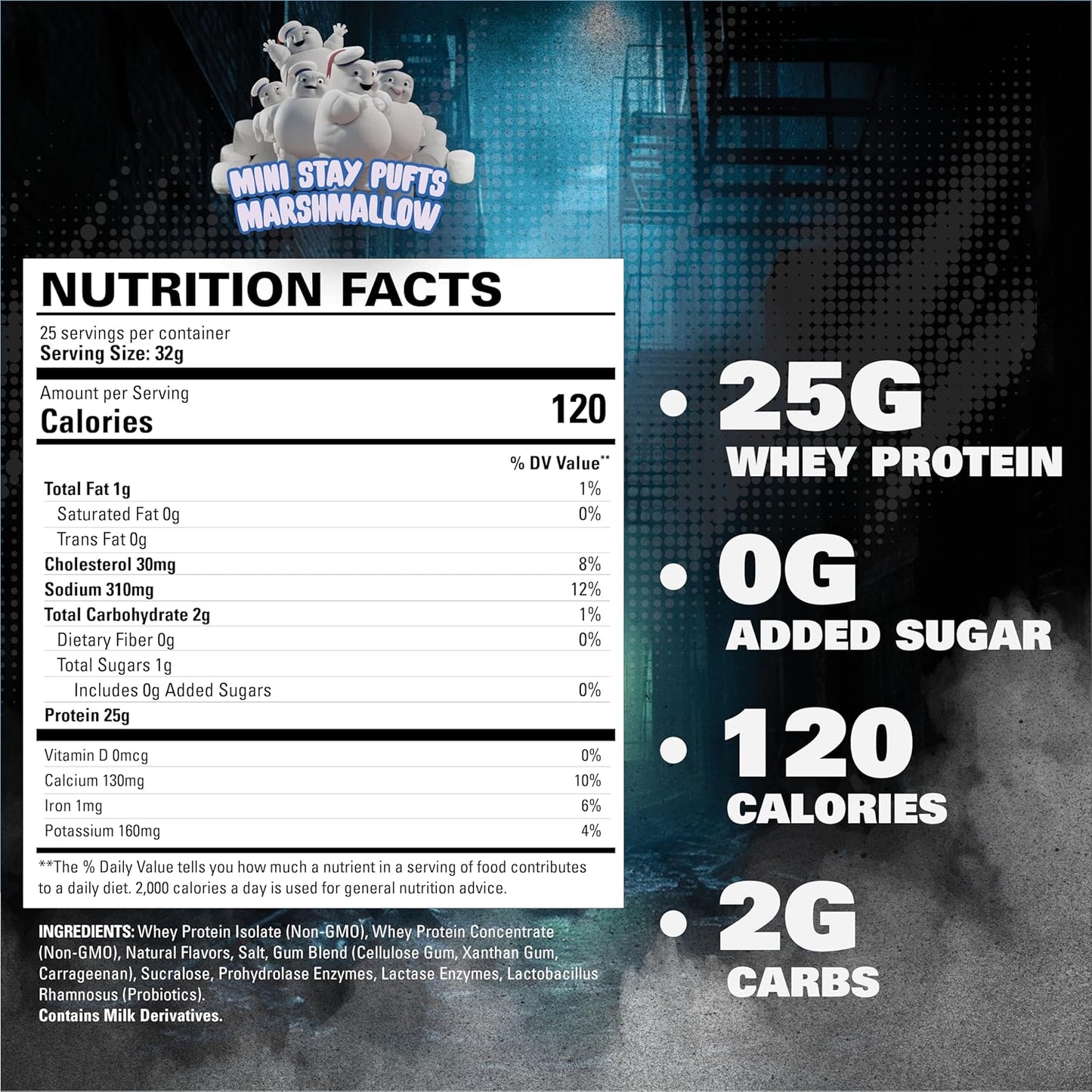 EHP Labs x Ghostbusters OxyWhey Whey Protein Isolate Powder - Mini Pufts Marshmallow Flavor - 25 Serves - Sugar-Free Meal Replacement Shake