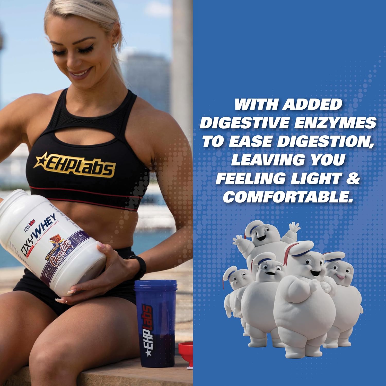 EHP Labs x Ghostbusters OxyWhey Whey Protein Isolate Powder - Mini Pufts Marshmallow Flavor - 25 Serves - Sugar-Free Meal Replacement Shake