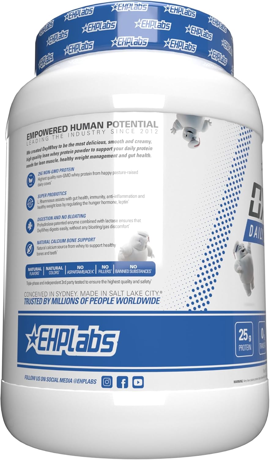 EHP Labs x Ghostbusters OxyWhey Whey Protein Isolate Powder - Mini Pufts Marshmallow Flavor - 25 Serves - Sugar-Free Meal Replacement Shake