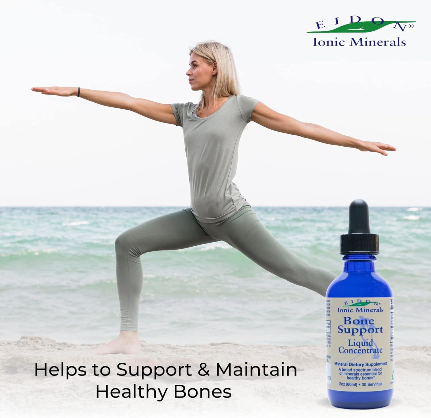 Eidon Ionic Minerals Bone Support Liquid Supplement - Trace Mineral Drops for Bone Health - 2 oz