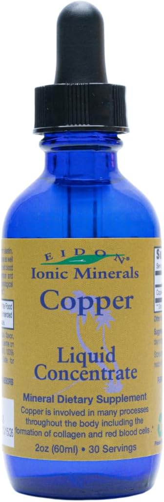 Eidon Ionic Minerals Copper Supplement - Liquid Concentrate for Red Blood Cell Support & Healthy Skin - 2 oz Bottle