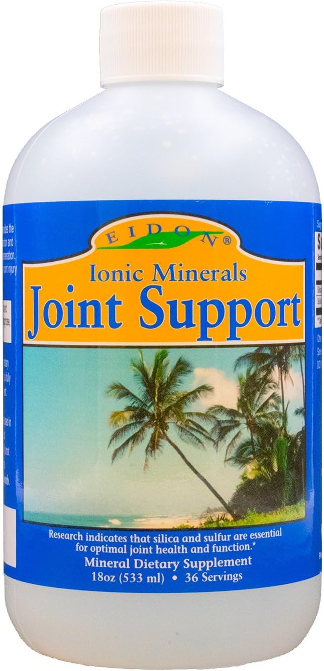 Eidon Ionic Minerals Joint Support Liquid Concentrate - With Silica & Sulfur, Stronger Hair, Skin, Nails - 18 oz