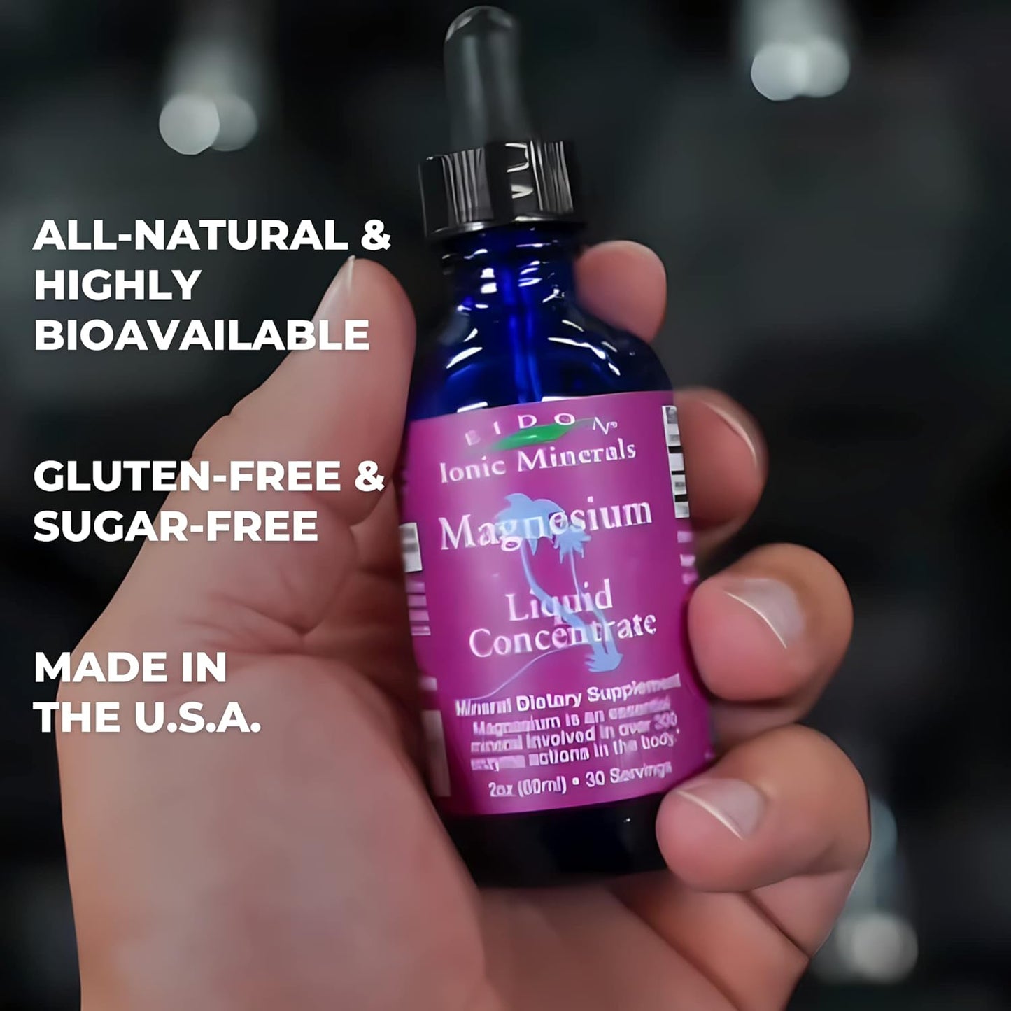 Eidon Ionic Minerals Liquid Magnesium Concentrate - Natural Muscle Relaxation Supplement for Adults - Magnesium Chloride Drops, 2 oz