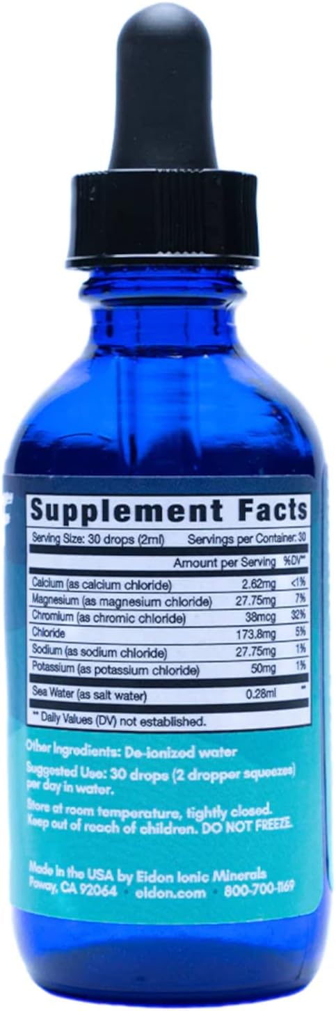 Eidon Ionic Minerals Unsweetened Liquid Electrolyte Drops - Trace Mineral Supplement for Ultimate Hydration Support, Non GMO - 2 oz