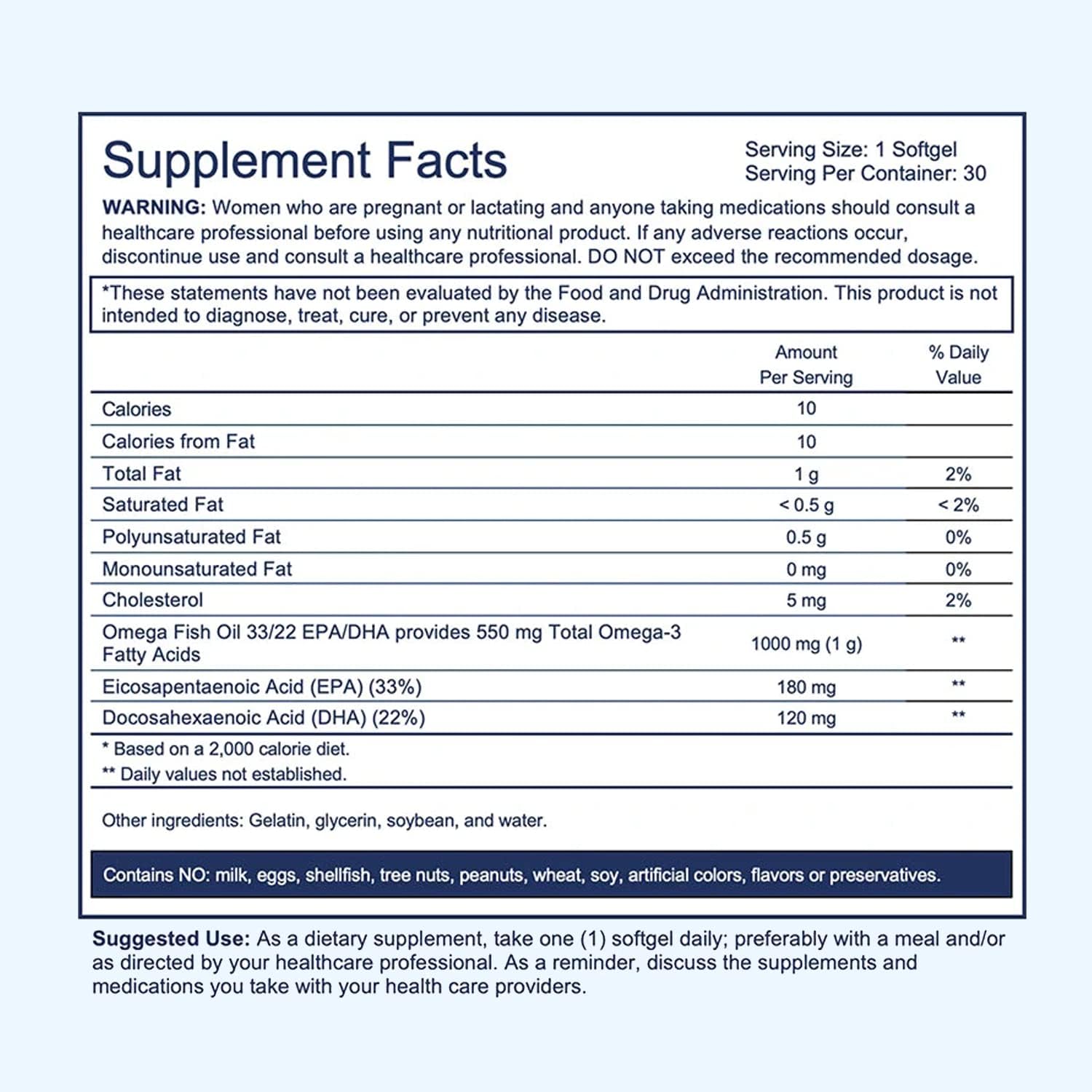 Eien Health Omega-3 Fish Oil Supplement for Brain and Heart Health - 30 Capsules
