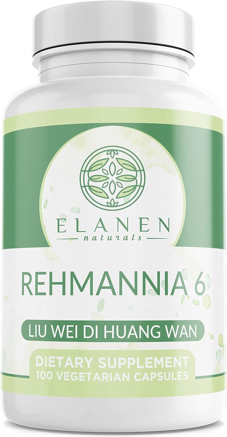 Elanen Naturals Liu Wei Di Huang Wan - Rehmannia 6 - Six Flavor Herbal Supplement - 100 Veg Caps