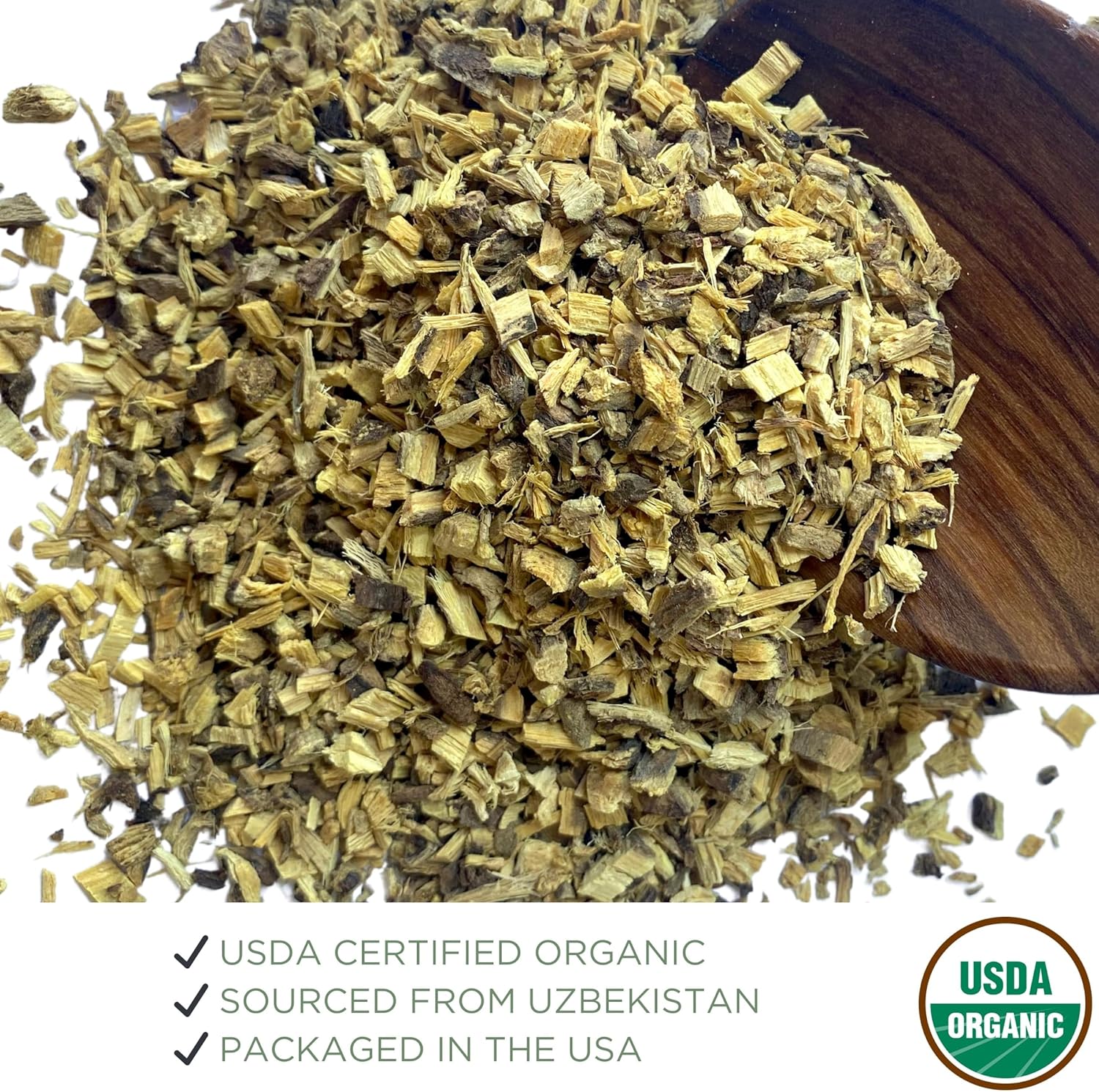 Elanen Naturals USDA Certified Organic Licorice Root Tea - 4 oz (113g) - Bulk Chopped & Sifted Glycyrrhiza Glabra Root - Liquorice Herbal Tea