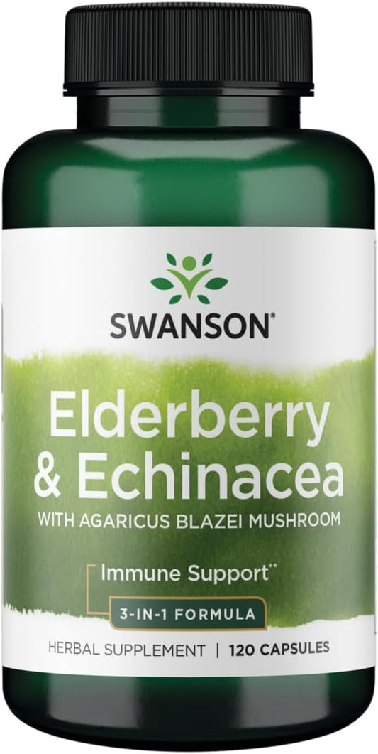 Elderberry Agaricus Echinacea Immune Support Formula Capsules 400mg Elderberry, 400mg Agaricus Blazei, 200mg Echinacea 120ct