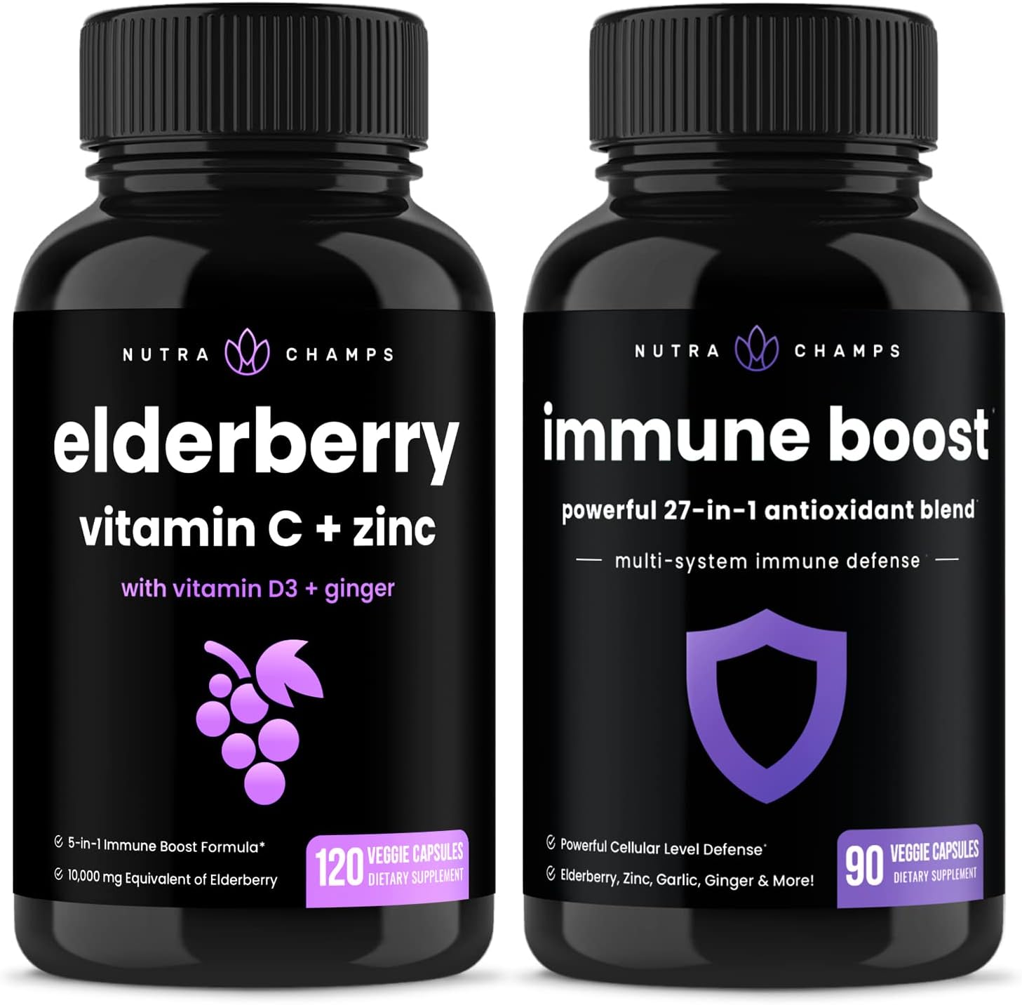 Elderberry and Immune Boost Bundle - NutraChamps (2-Pack) for Immune Support