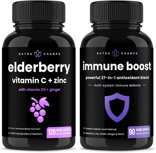 Elderberry and Immune Boost Bundle - NutraChamps (2-Pack) for Immune Support