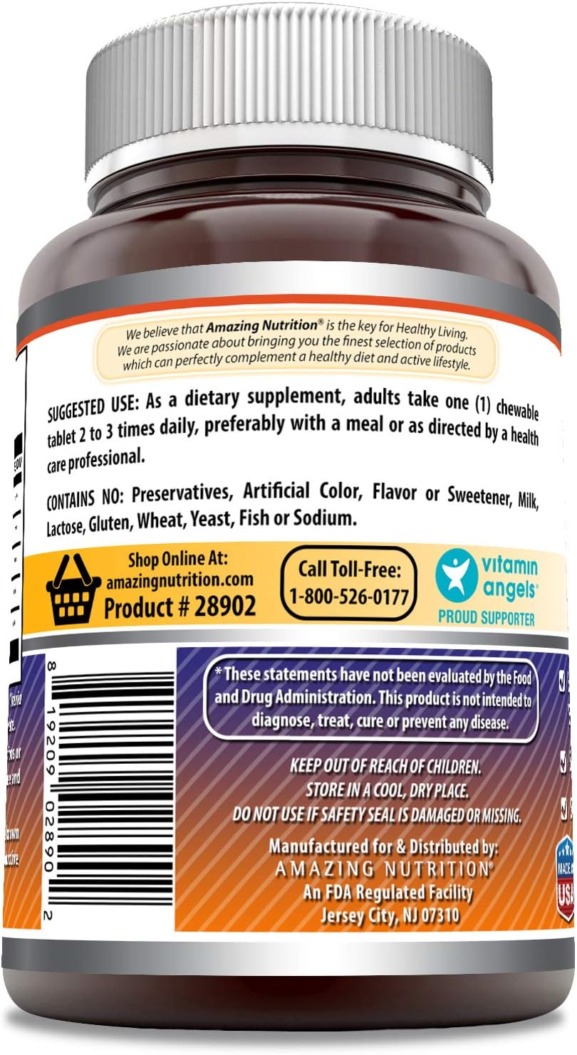 Elderberry Complex Supplement Chewable Tablets - 120 Count - Berry Flavor - Non-GMO & Gluten-Free - Made in USA by Amazing Nutrition