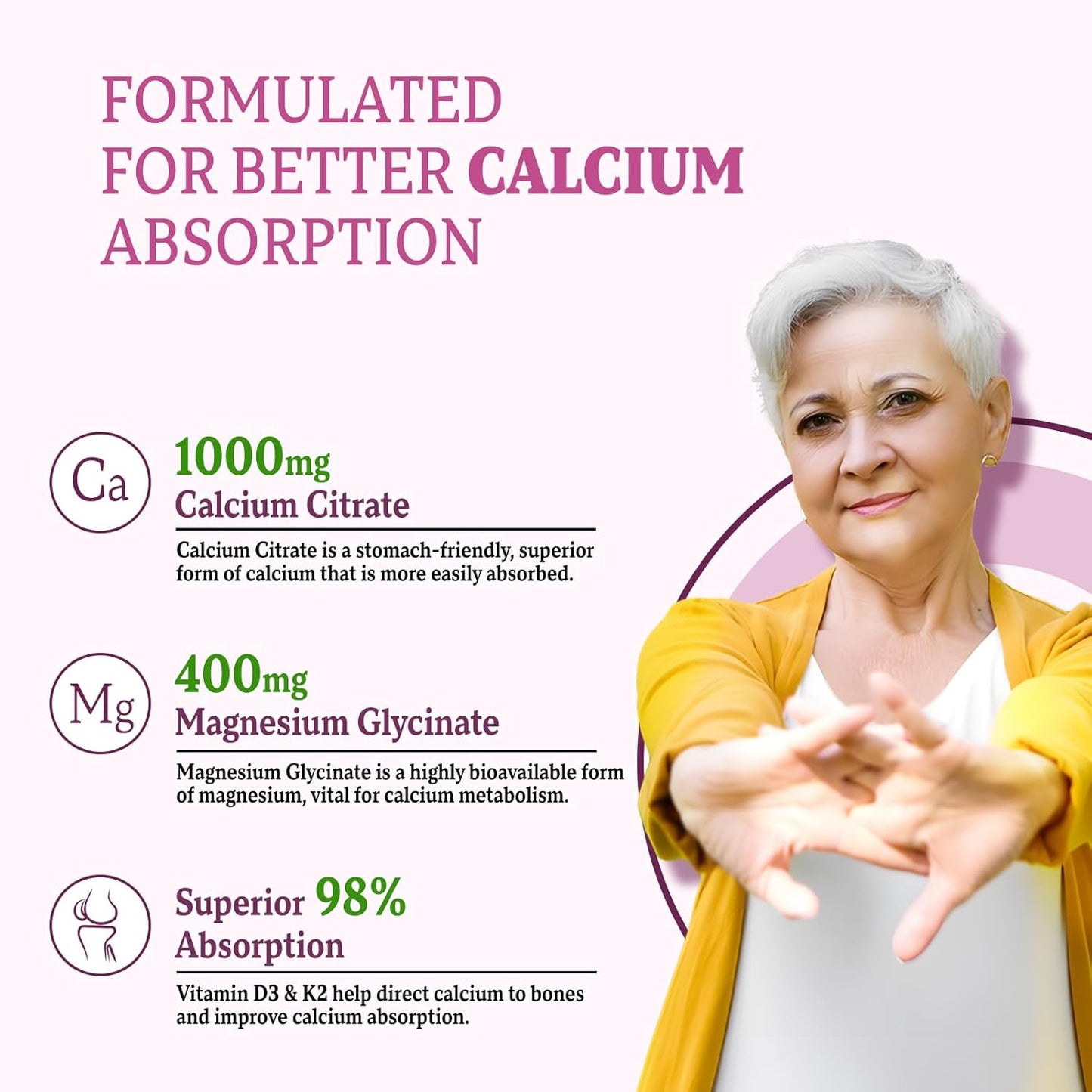 Elderberry Flavored Calcium Gummies with Vitamins for Bone and Muscle Health - 120 Count
