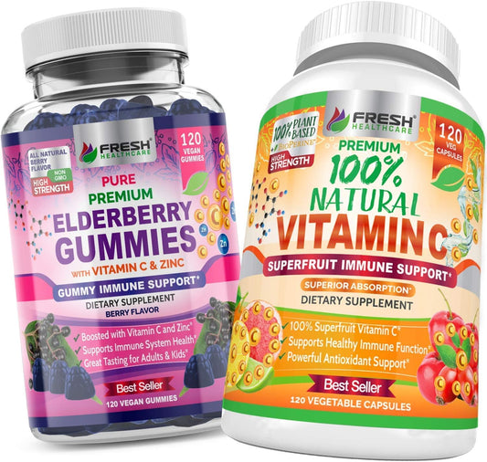 Elderberry Gummies and Natural Vitamin C Bundle for Fresh Health