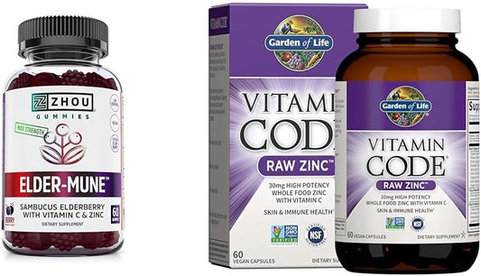 Elderberry Gummies with Zinc for Immune Health and Antioxidant Support - 60 Gummies with 30mg Zinc