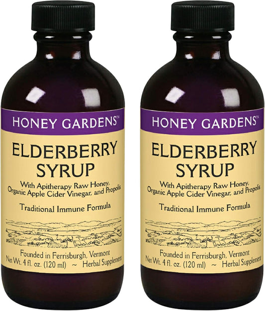 Elderberry Syrup with Raw Honey, Propolis, Organic ACV & Echinacea - Traditional Immune Support - Made in USA - 4oz, 2 Pack