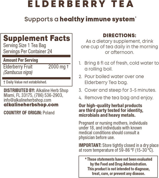 Elderberry Tea Supplement from Alkaline Herb Store - Boost Immunity and Well-being