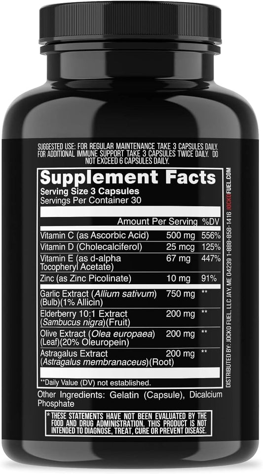 Elderberry, Zinc, Vitamin C Immune Support Supplement for Adults - Boost Immune Defense with D3, Superfoods, Herbs, Minerals - 90 Capsules