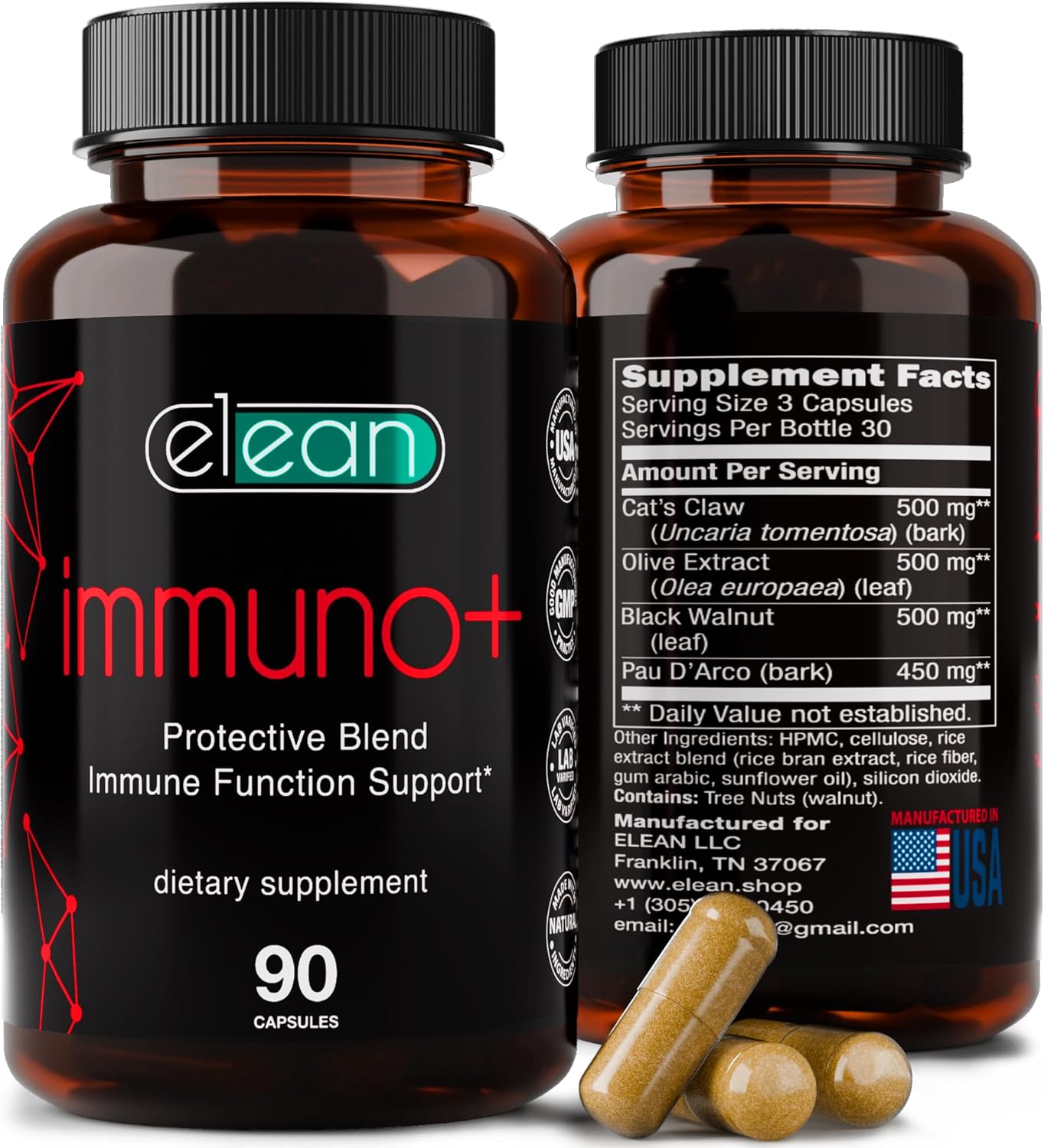 ELEAN Immuno Plus Blend Capsules - Candida Cleanse, Joint & Immune Support Supplement - Non-GMO, Keto-Friendly Vegan Formula