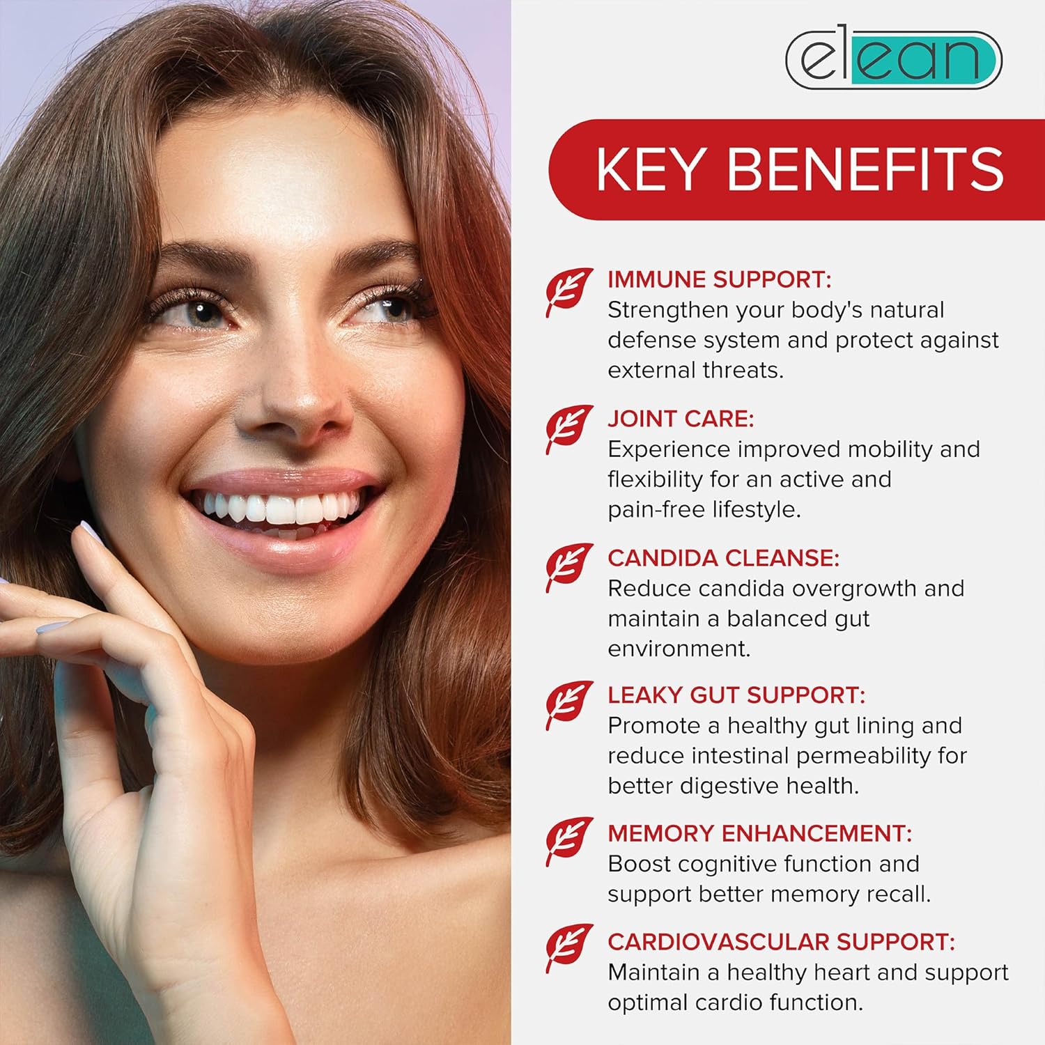 ELEAN Immuno Plus Blend Capsules - Candida Cleanse, Joint & Immune Support Supplement - Non-GMO, Keto-Friendly Vegan Formula