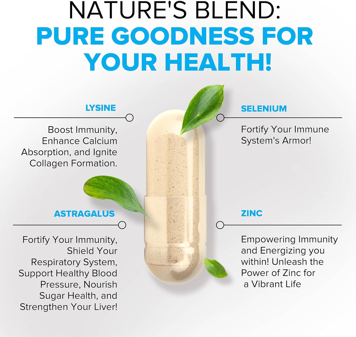 ELEAN Immuno PWR: Zinc, Selenium, Lysine, Astragalus for Collagen, Thyroid, Energy - 90 Veg Capsules