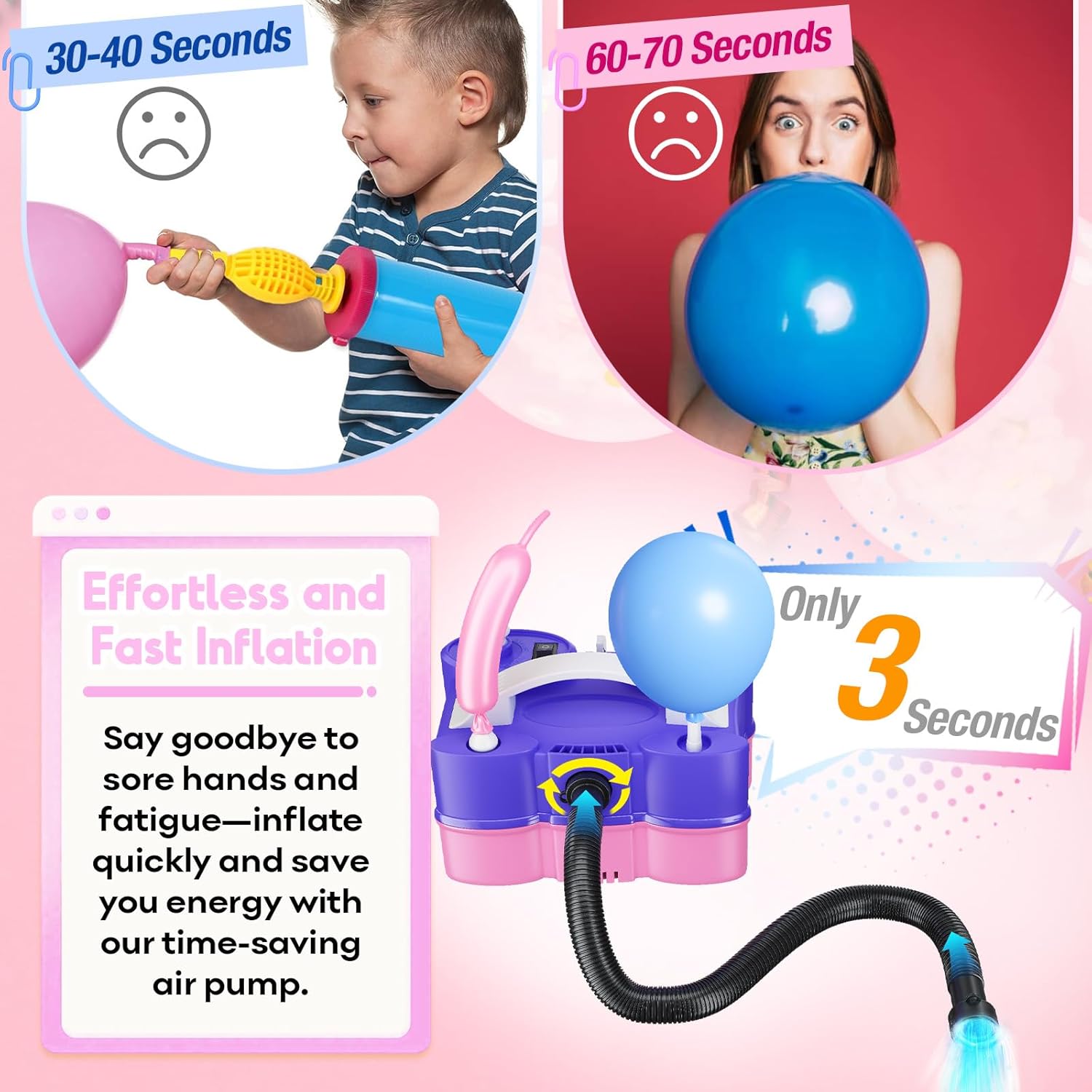 Electric Balloon Pump Kit with Disco Ball Balloons Arch - Dual Nozzle Inflator for Latex and Foil Balloons - 110V Inflator Deflator for Pool and Inflatables