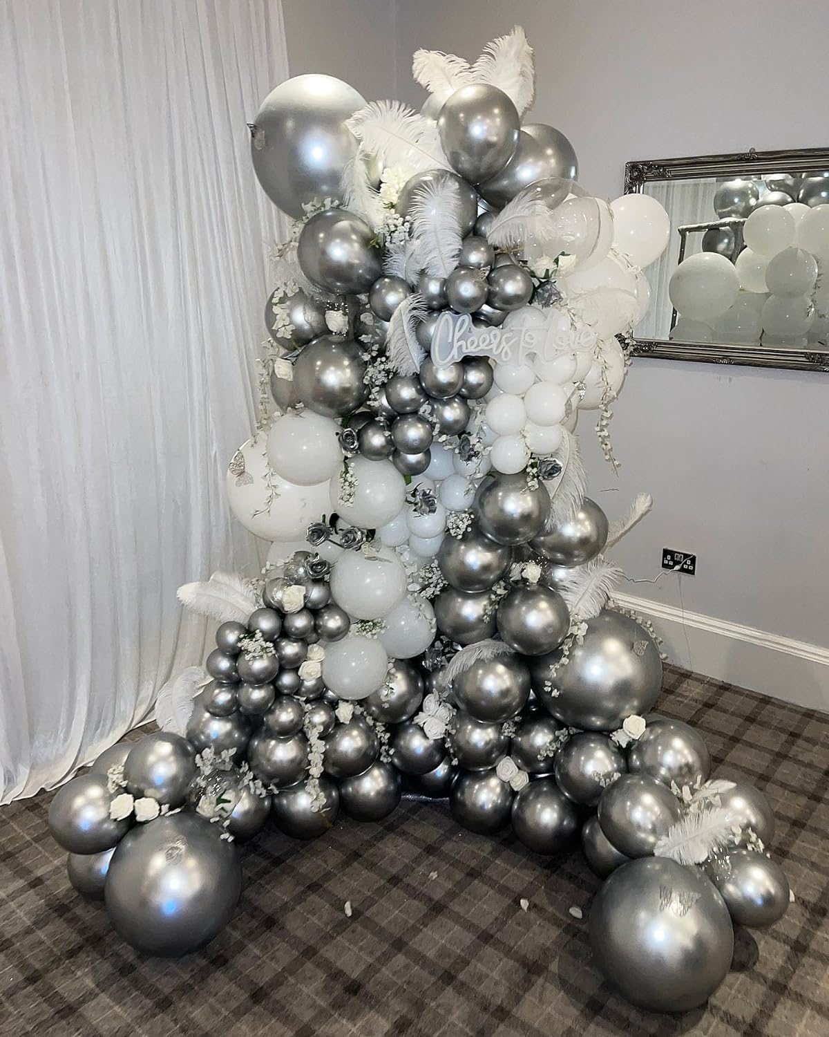 Electric Balloon Pump Kit with Disco Ball Balloons Arch - Dual Nozzle Inflator for Latex and Foil Balloons - 110V Inflator Deflator for Pool and Inflatables