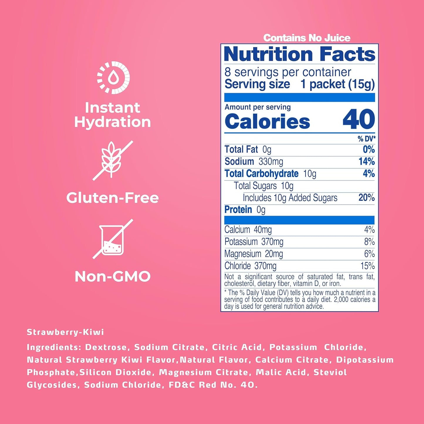 Electrolit Strawberry Kiwi Electrolyte Powder Packets - 8 Pack, Hydration for Dehydration, Rehydration, Post Workout - Gluten Free Drink Mix