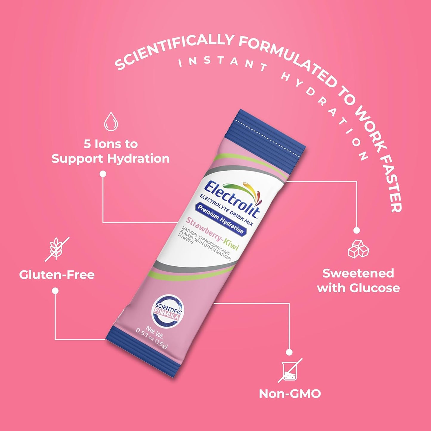 Electrolit Strawberry Kiwi Electrolyte Powder Packets - 8 Pack, Hydration for Dehydration, Rehydration, Post Workout - Gluten Free Drink Mix