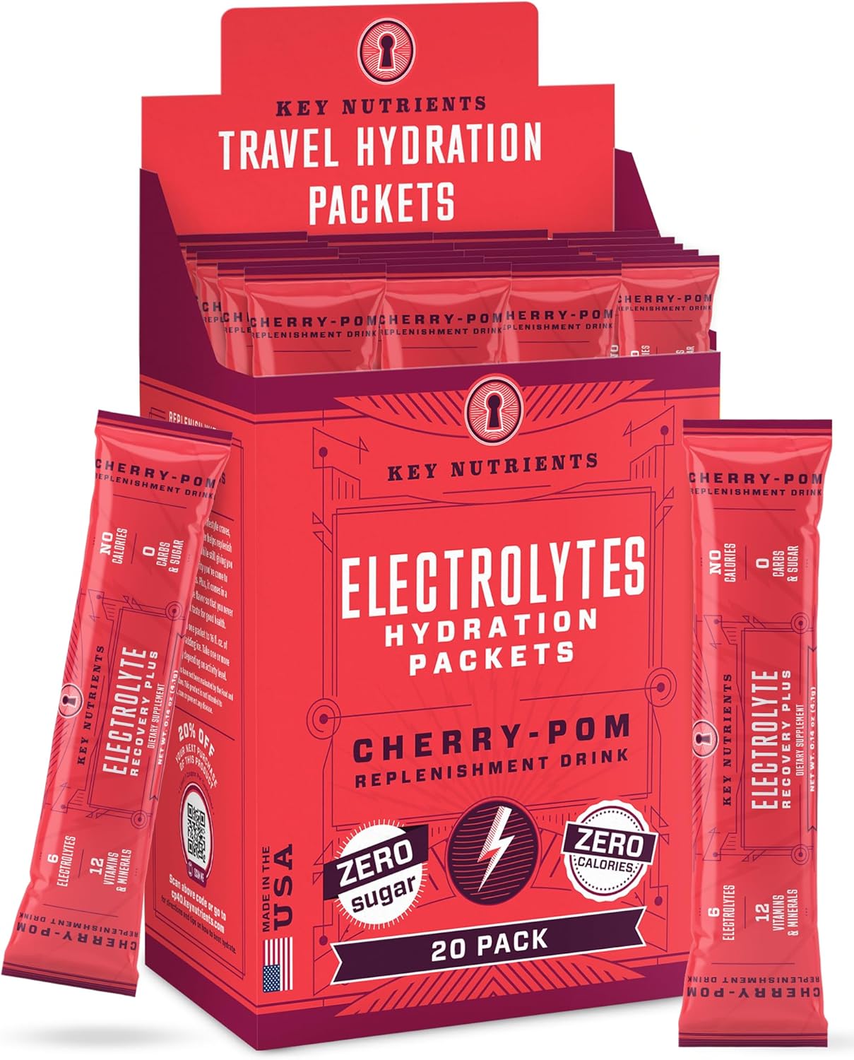 Electrolyte Cherry Pom Key Nutrients Supplement 20 Count Pack