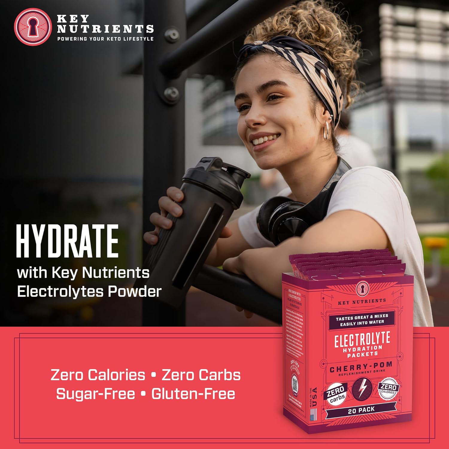Electrolyte Cherry Pom Key Nutrients Supplement 20 Count Pack