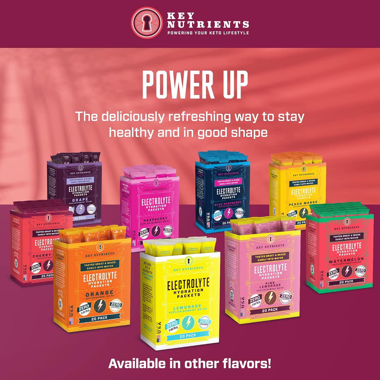 Electrolyte Cherry Pom Key Nutrients Supplement 20 Count Pack