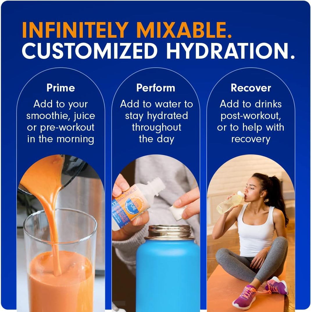 Electrolyte Concentrate Drink Mix for Daily Hydration & Muscle Recovery | Keto-Friendly Liquid Electrolytes with Sodium, Potassium, Magnesium | Rehydration Support | No Sugar, 3-Pack Travel Size