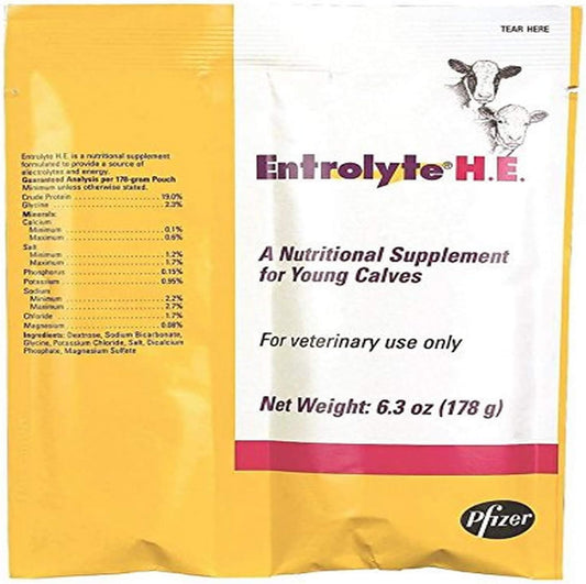Electrolyte H.E. Packets for Young Calves - 178g Formula for Quick Hydration & Recovery