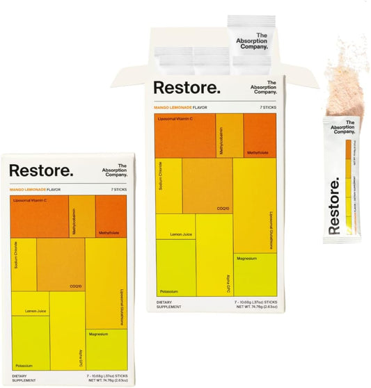 Electrolyte Powder Packets with Glutathione & Vitamin C for Workout Recovery - Mango Lemonade (14 Packets)