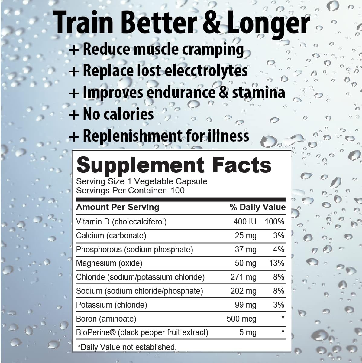 Electrolyte Supplement Pills for Hydration, Muscle Cramping, and Recovery - 100 Vegetarian Capsules with Magnesium, Potassium, Sodium, and Calcium - Ideal for Keto Diet and Performance Boost